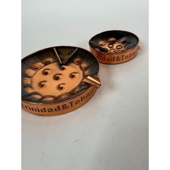 Trinidad & Tobago Copper Steel Drum Ashtray Set - Picture 15 of 16
